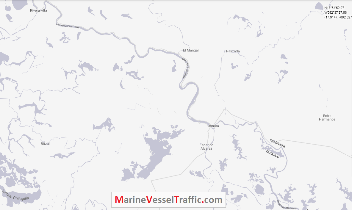 Live Marine Traffic, Density Map and Current Position of ships in USUMACINTA RIVER